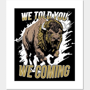 Vintage We Told You We Coming // Black and Gold Buffalo Posters and Art